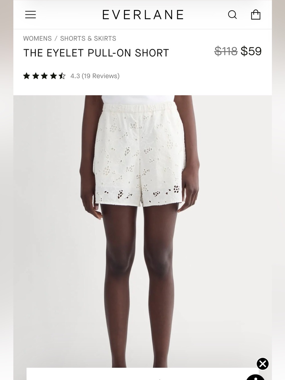 Everlane Camp matching set- eyelet- bone- L- NWT